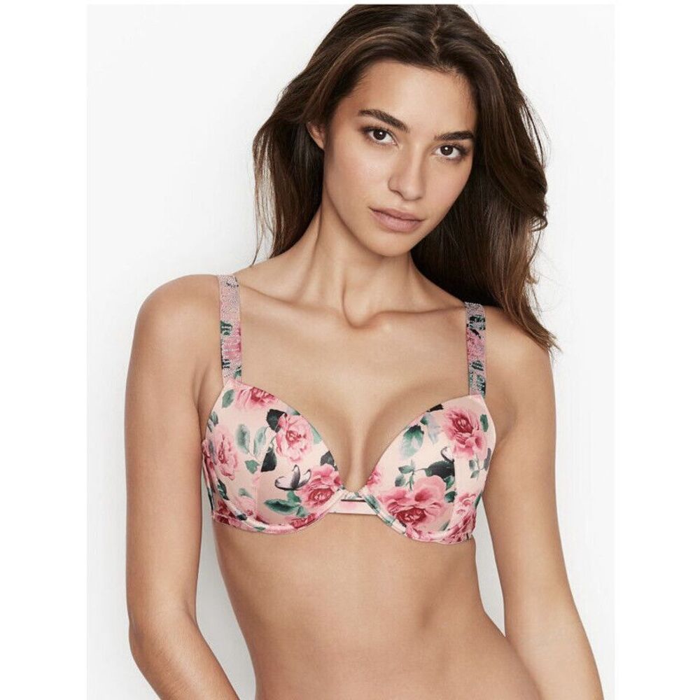 Victoria's Secret Very Sexy Push-up Bra Satin Shine Straps 36DD Call Me Rose